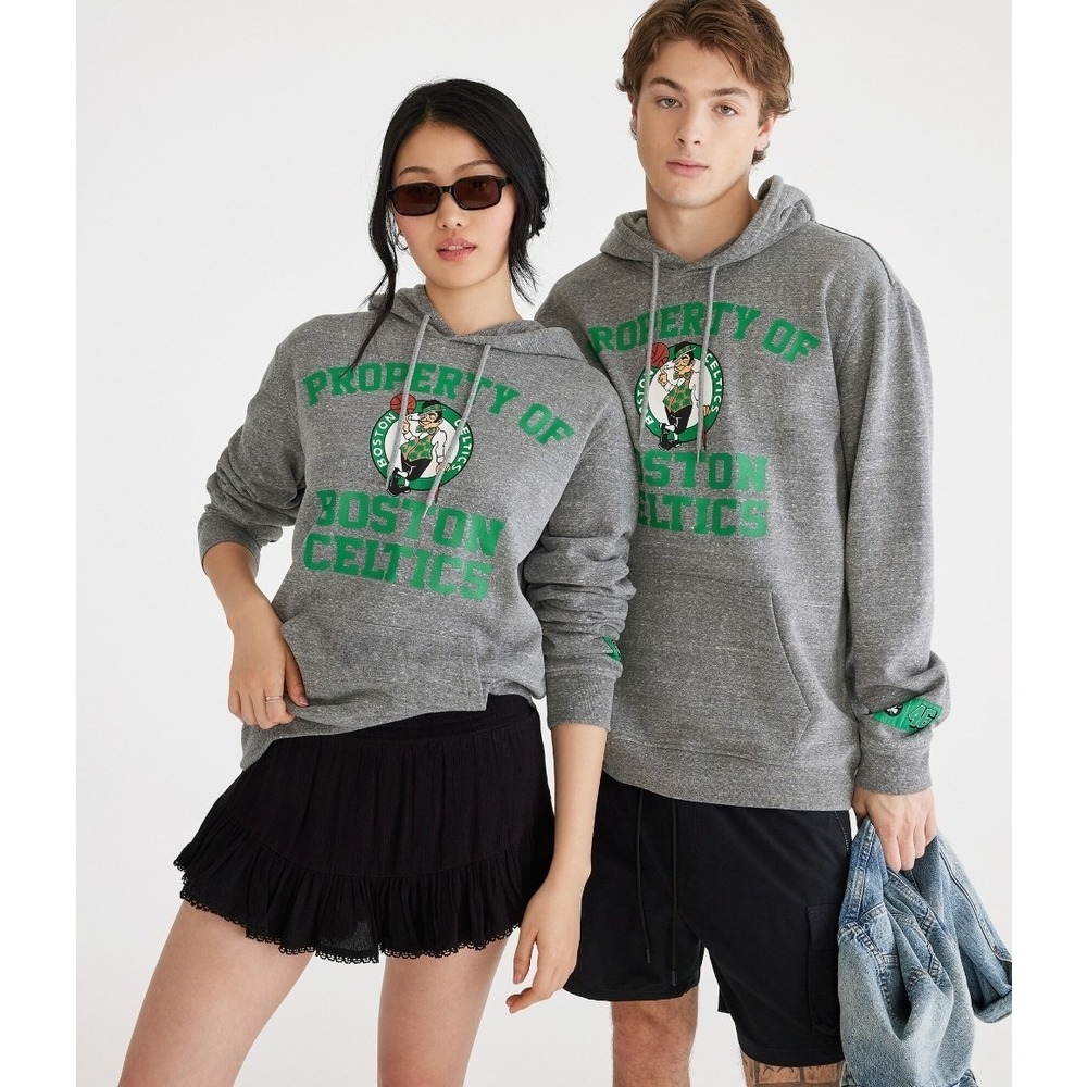 NWT‎ Boston Celtics Hoodie Small Heathered Gray Unisex Relaxed Fit